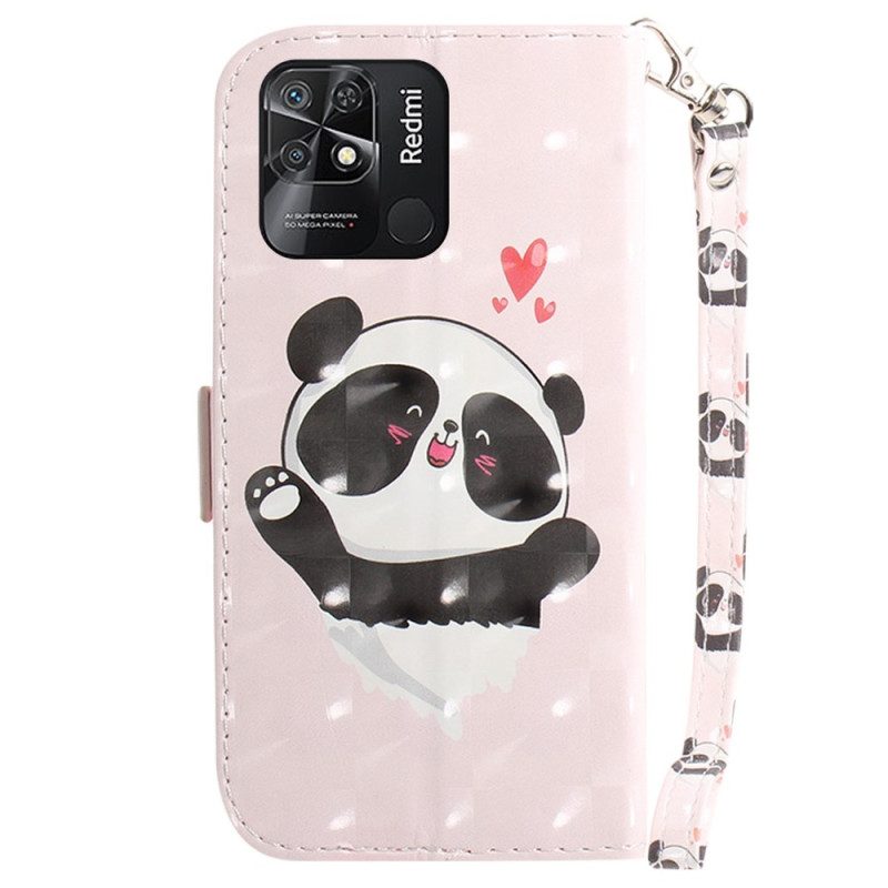 Custodia in pelle Xiaomi Redmi 10C Piccolo Panda Con Cinturino