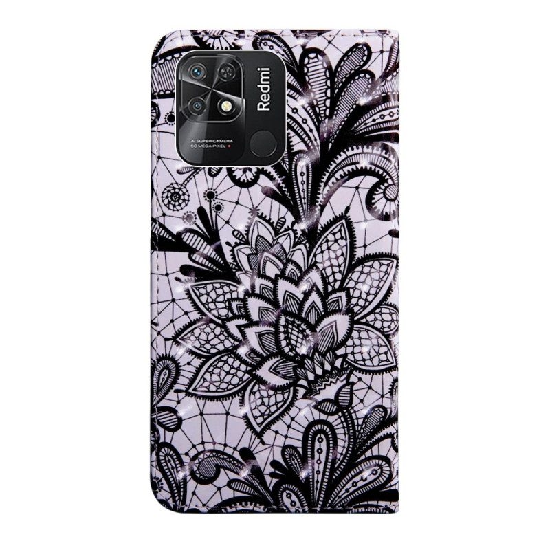 Custodia in pelle Xiaomi Redmi 10C Pizzo Con Spalline