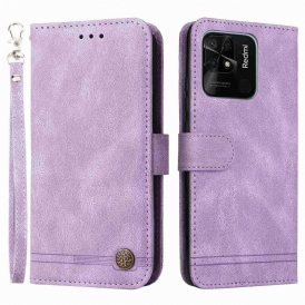 Custodia in pelle Xiaomi Redmi 10C Stile In Pelle Con Rivetto Decorativo