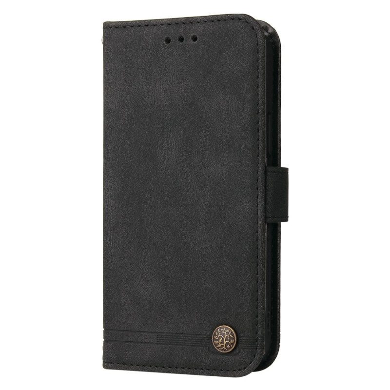 Custodia in pelle Xiaomi Redmi 10C Stile In Pelle Con Rivetto Decorativo