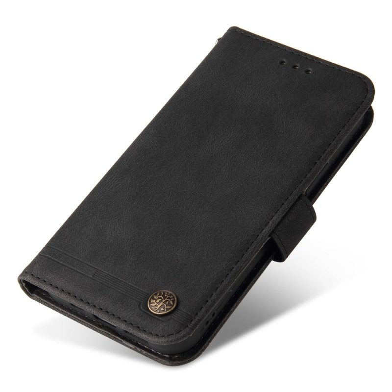 Custodia in pelle Xiaomi Redmi 10C Stile In Pelle Con Rivetto Decorativo