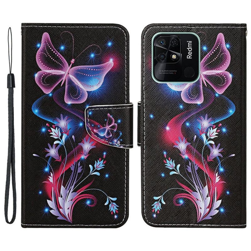 Custodia in pelle Xiaomi Redmi 10C Strappy Butterfly Dance