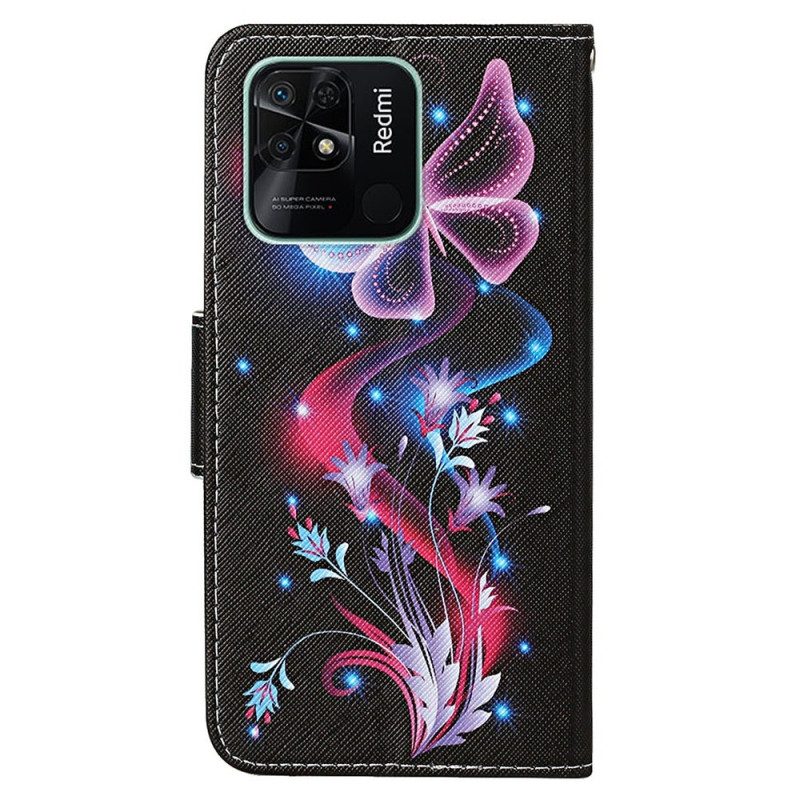 Custodia in pelle Xiaomi Redmi 10C Strappy Butterfly Dance