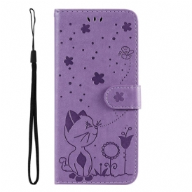 Custodia in pelle Xiaomi Redmi 10C Strappy Cat E Api