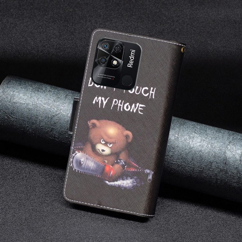 Custodia in pelle Xiaomi Redmi 10C Tasca Con Zip Dangerous Bear