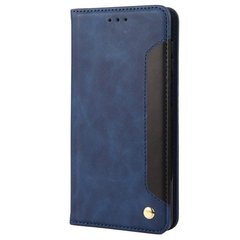 Folio Cover Xiaomi Redmi 10C Custodia in pelle Bicolore Con Rivetto