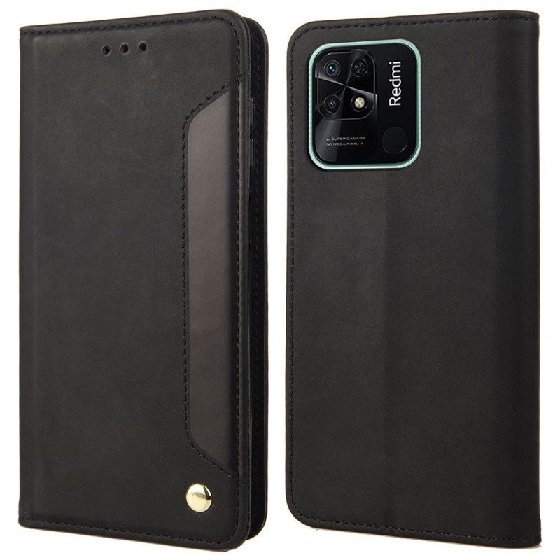 Folio Cover Xiaomi Redmi 10C Custodia in pelle Bicolore Con Rivetto