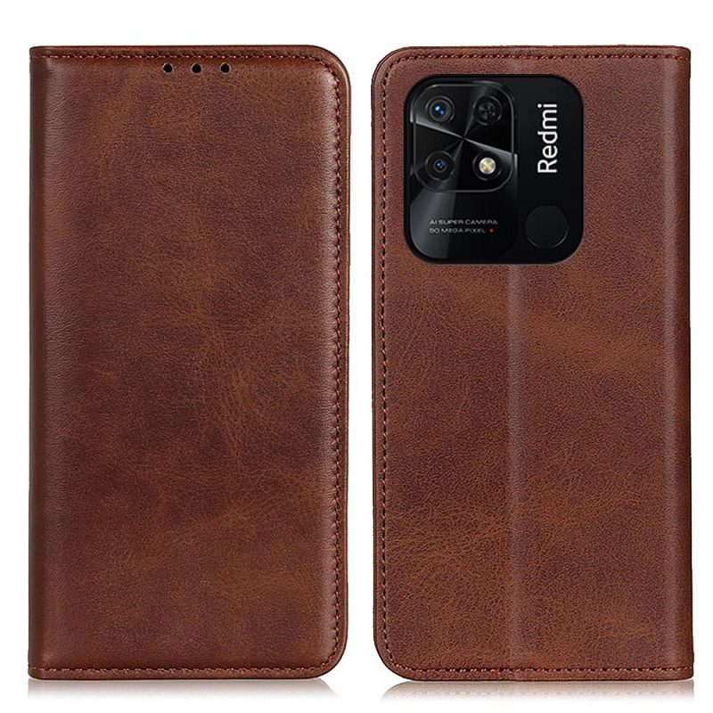 Folio Cover Xiaomi Redmi 10C Custodia in pelle Cuoio Spaccato