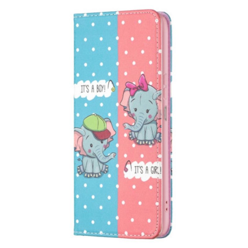 Folio Cover Xiaomi Redmi 10C Custodia in pelle Elefantini