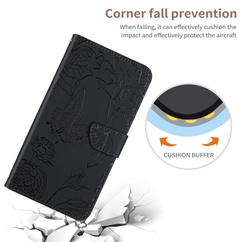 Folio Cover Xiaomi Redmi 10C Farfalle E Tracolla