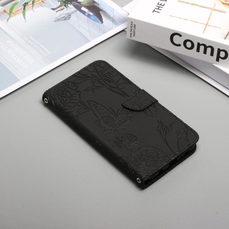 Folio Cover Xiaomi Redmi 10C Farfalle E Tracolla