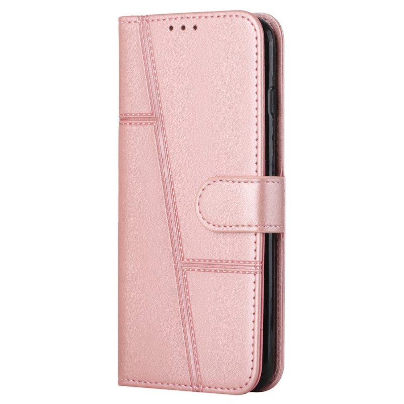 Folio Cover Xiaomi Redmi 10C Strappy Stile Geometrico In Pelle