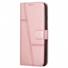 Folio Cover Xiaomi Redmi 10C Strappy Stile Geometrico In Pelle