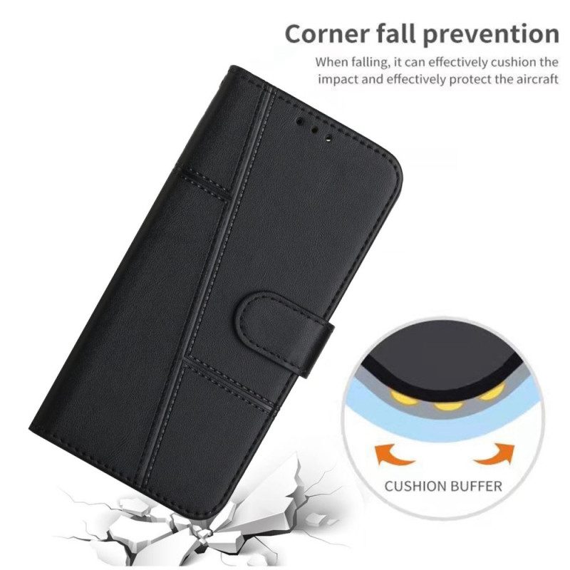 Folio Cover Xiaomi Redmi 10C Strappy Stile Geometrico In Pelle