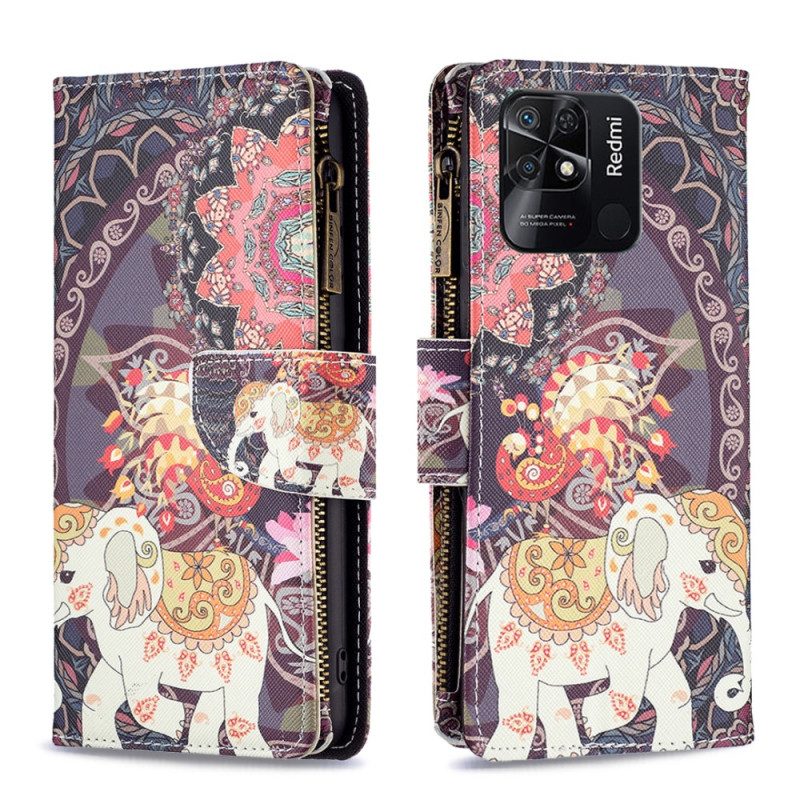 Folio Cover Xiaomi Redmi 10C Tasca Con Zip A Forma Di Elefante