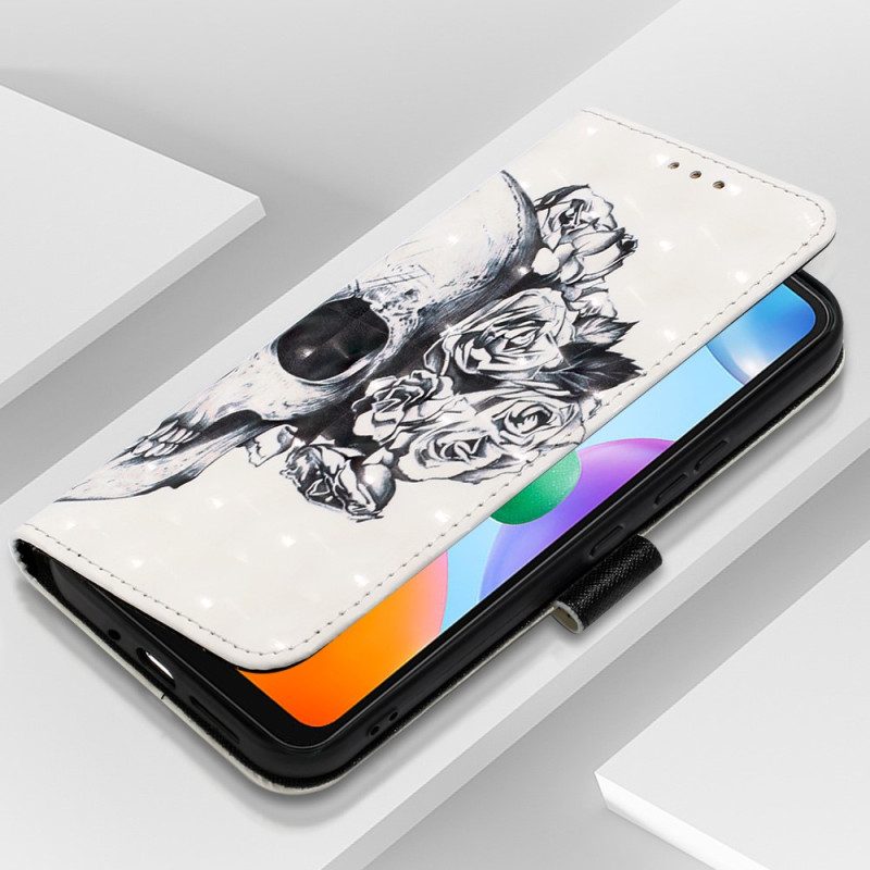 Folio Cover Xiaomi Redmi 10C Teschio Con Cinturino