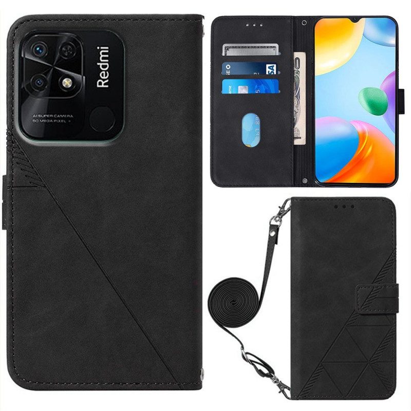 Folio Cover Xiaomi Redmi 10C Triangoli Con Tracolla