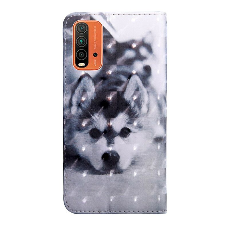 Custodia A Portafoglio Xiaomi Redmi 9T Cane In Bianco E Nero