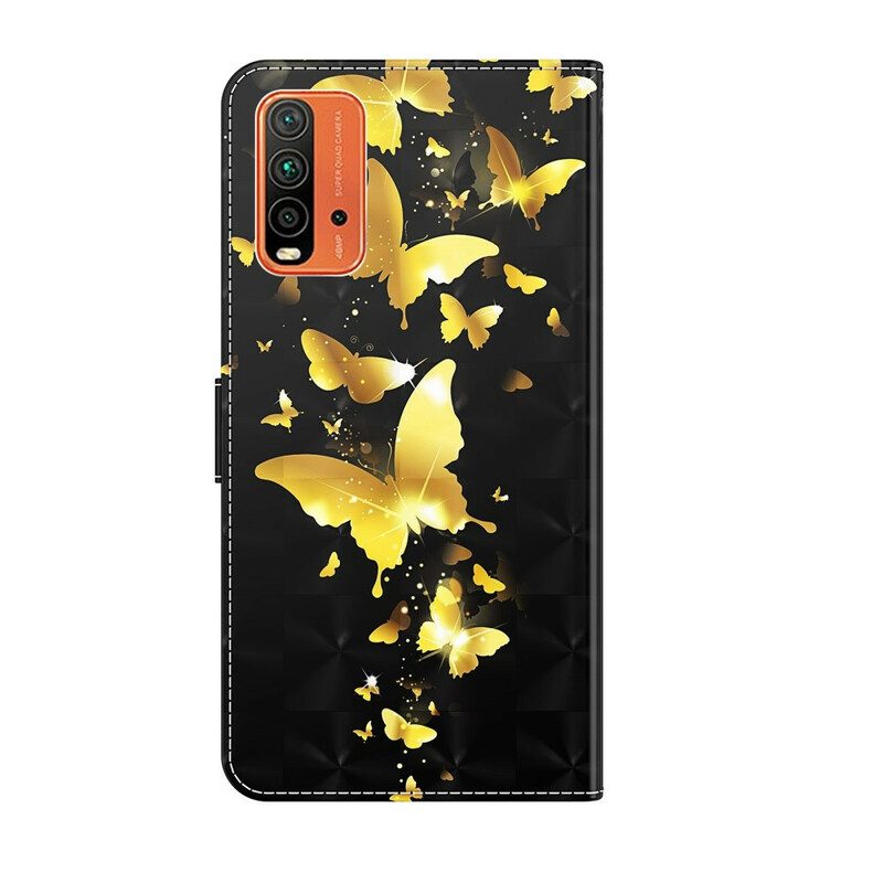 Custodia A Portafoglio Xiaomi Redmi 9T Farfalle Gialle