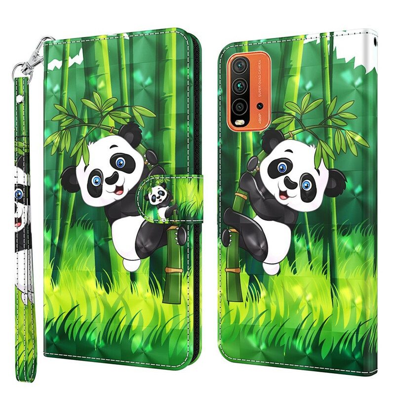 Custodia A Portafoglio Xiaomi Redmi 9T Panda E Bambù