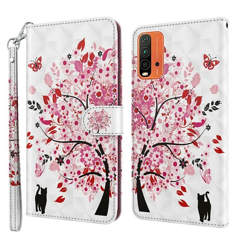 Custodia in pelle Xiaomi Redmi 9T Albero Rosa