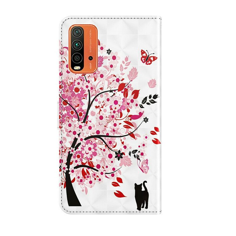 Custodia in pelle Xiaomi Redmi 9T Albero Rosa