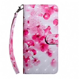 Custodia in pelle Xiaomi Redmi 9T Fiori Rosa