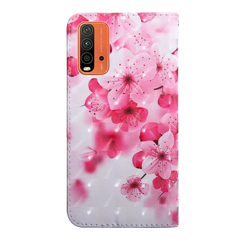 Custodia in pelle Xiaomi Redmi 9T Fiori Rosa