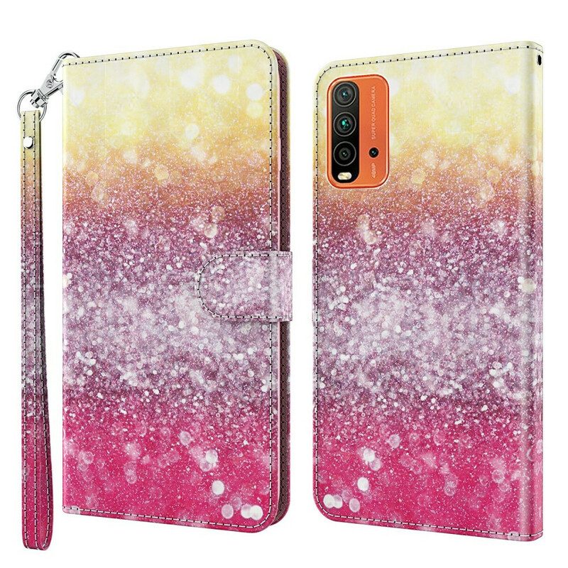 Custodia in pelle Xiaomi Redmi 9T Gradiente Glitterato Magenta