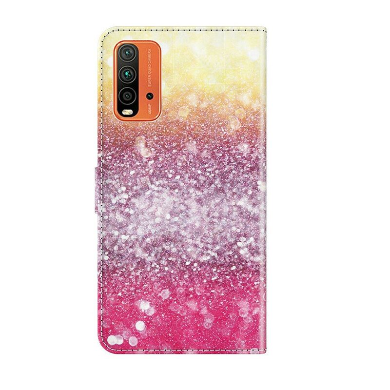 Custodia in pelle Xiaomi Redmi 9T Gradiente Glitterato Magenta