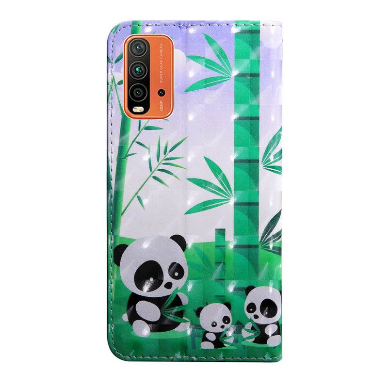 Custodia in pelle Xiaomi Redmi 9T Panda Punto Luce