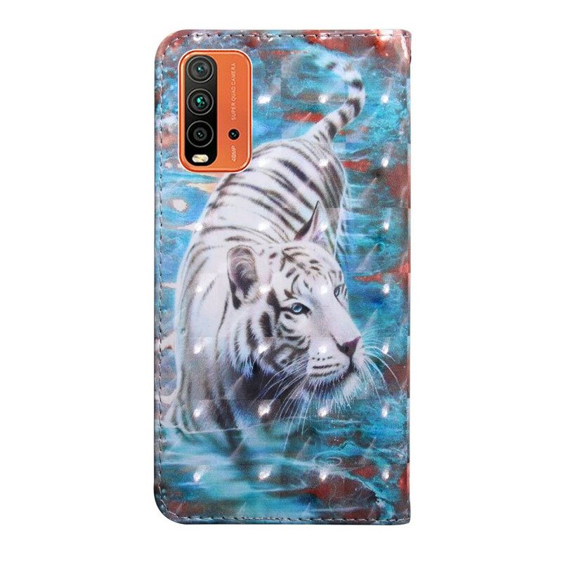 Custodia in pelle Xiaomi Redmi 9T Tigre In Acqua