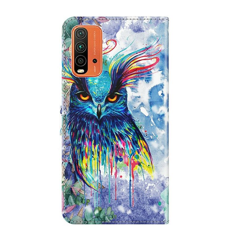 Custodia in pelle Xiaomi Redmi 9T Uccello Dell'acquerello