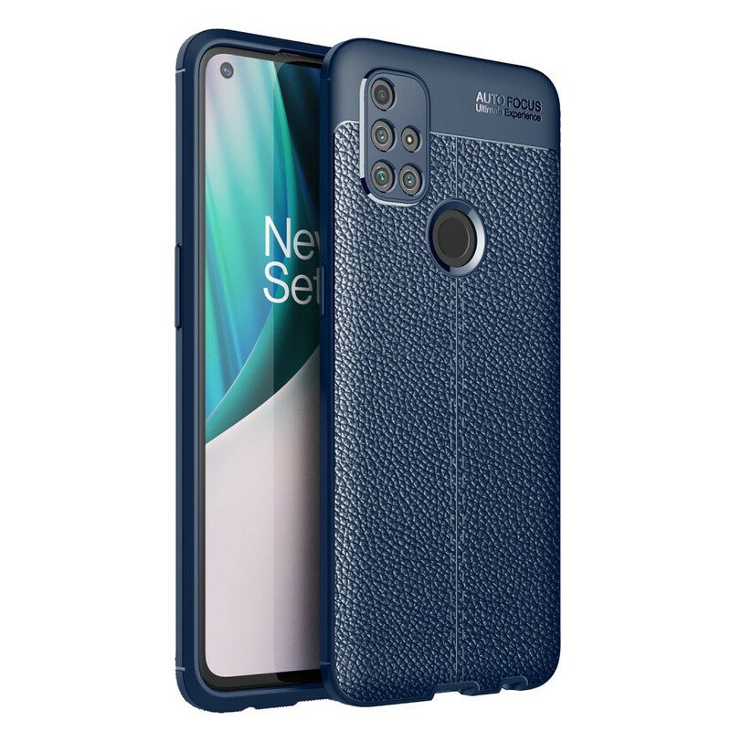 Cover OnePlus Nord N10 Doppia Linea Litchi Effetto Pelle