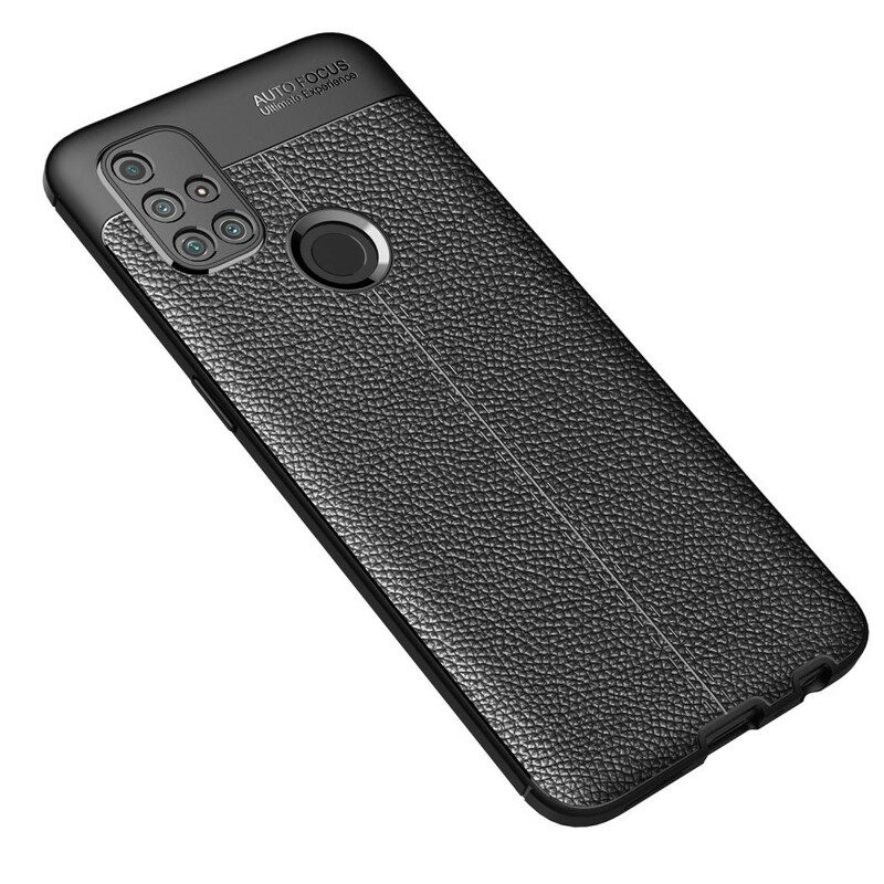 Cover OnePlus Nord N10 Doppia Linea Litchi Effetto Pelle