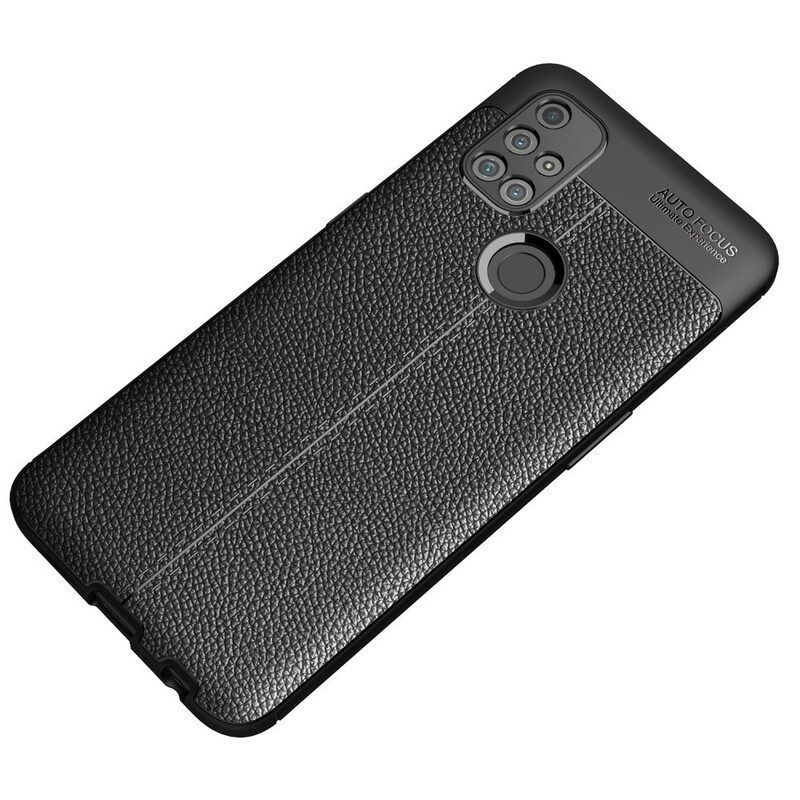 Cover OnePlus Nord N10 Doppia Linea Litchi Effetto Pelle