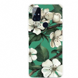 Cover OnePlus Nord N10 Fiori Bianchi Dipinti