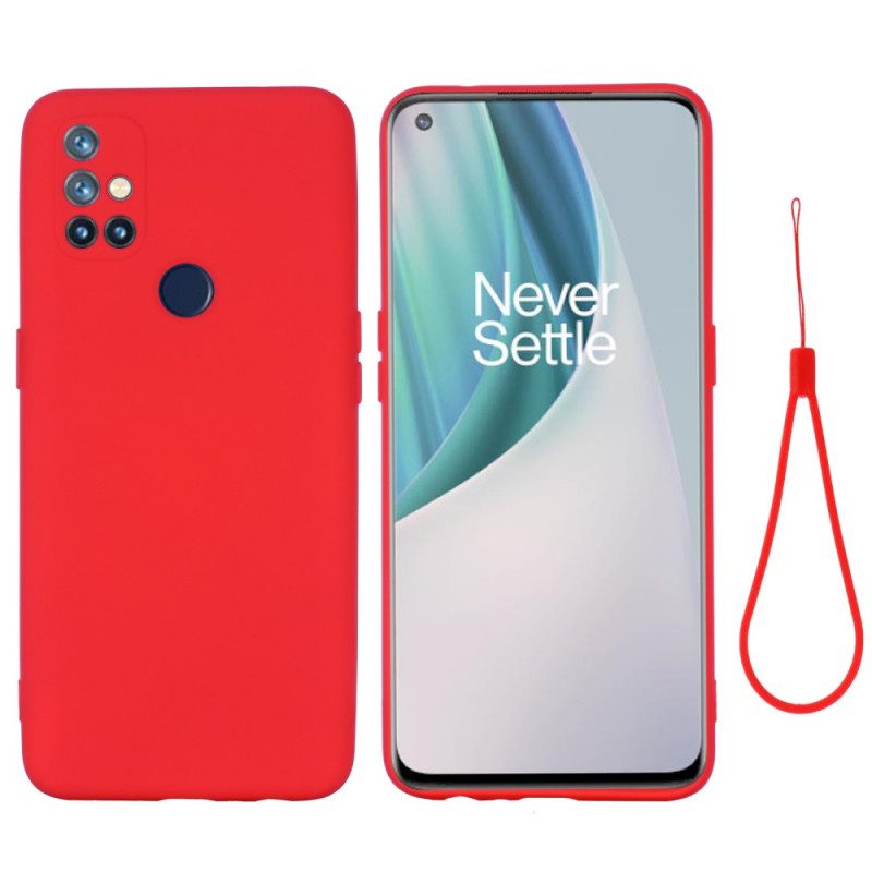 Cover OnePlus Nord N10 Silicone Liquido Con Cordino