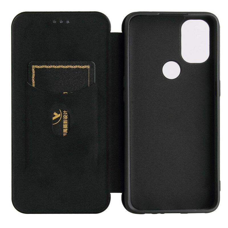 Folio Cover OnePlus Nord N10 Custodia in pelle Fibra Di Carbonio