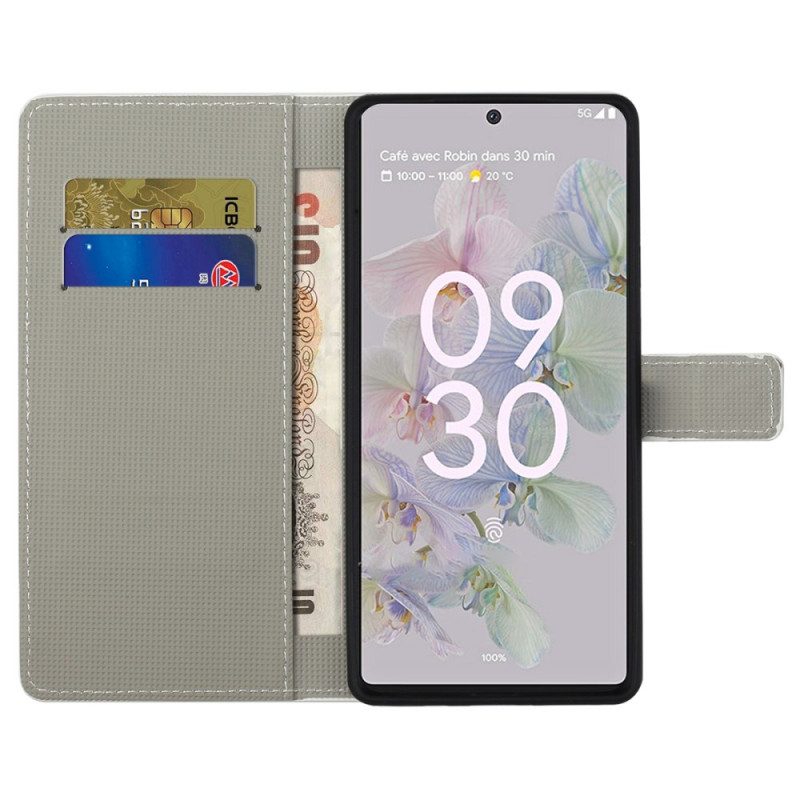 Custodia in pelle Google Pixel 6A Coppia Di Gufi