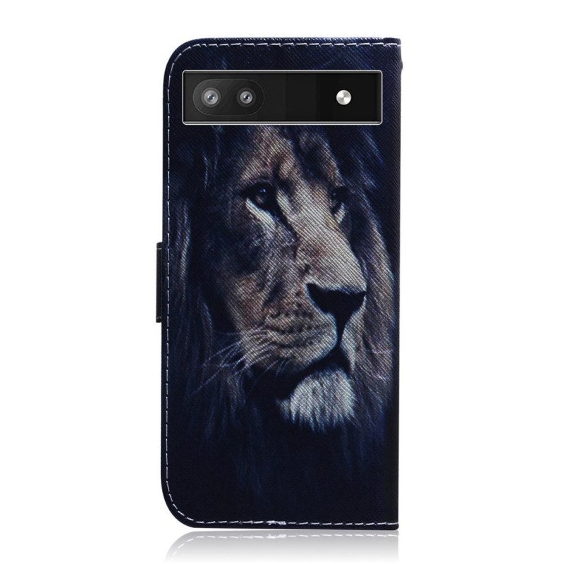 Custodia in pelle Google Pixel 6A Leone Sognante