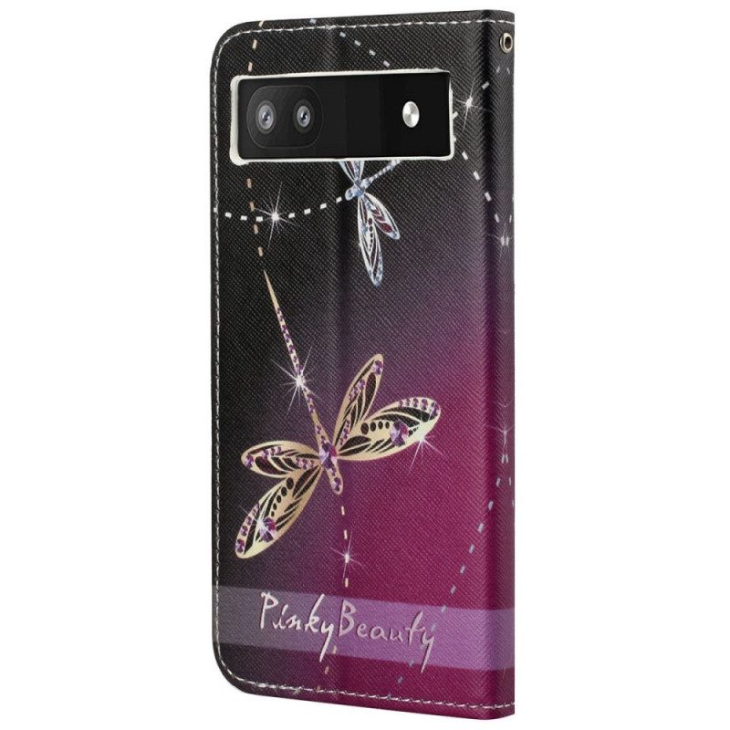 Custodia in pelle Google Pixel 6A Libellule Strappy