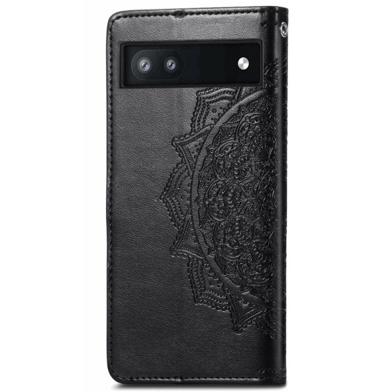 Custodia in pelle Google Pixel 6A Mandala Del Sole Con Cinghie