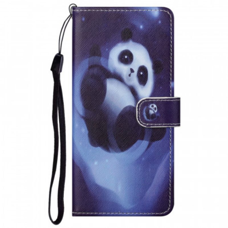 Custodia in pelle Google Pixel 6A Panda Spaziale Con Spalline