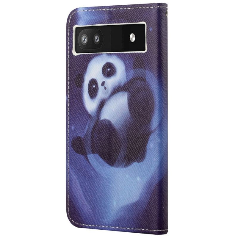 Custodia in pelle Google Pixel 6A Panda Spaziale Con Spalline