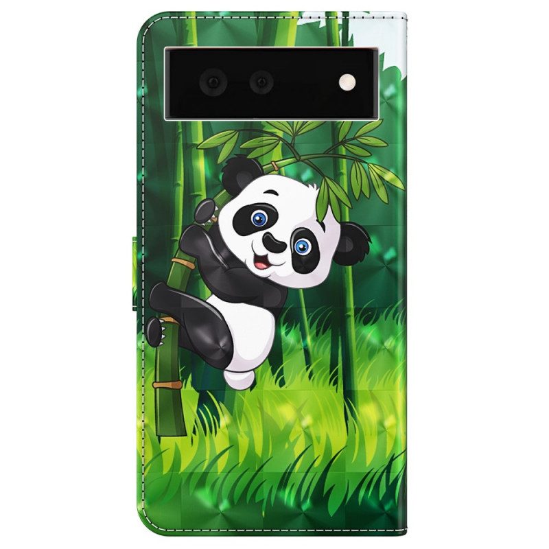 Custodia in pelle Google Pixel 6A Panda Strappy