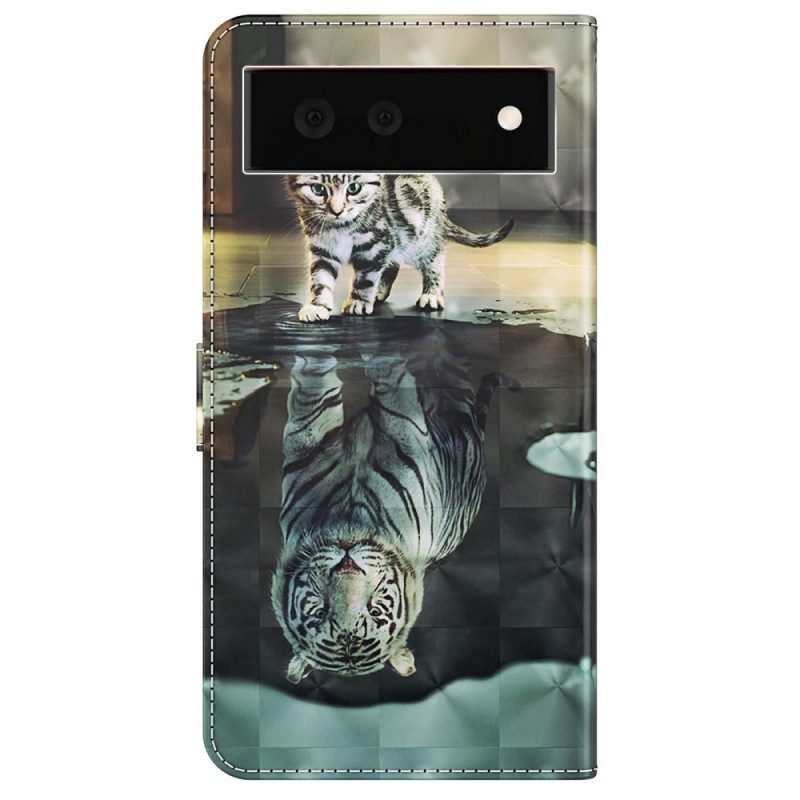 Custodia in pelle Google Pixel 6A Sogno Di Gattino Strappy