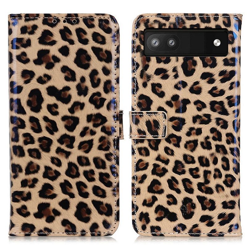 Custodia in pelle Google Pixel 6A Stile Pelle Di Leopardo