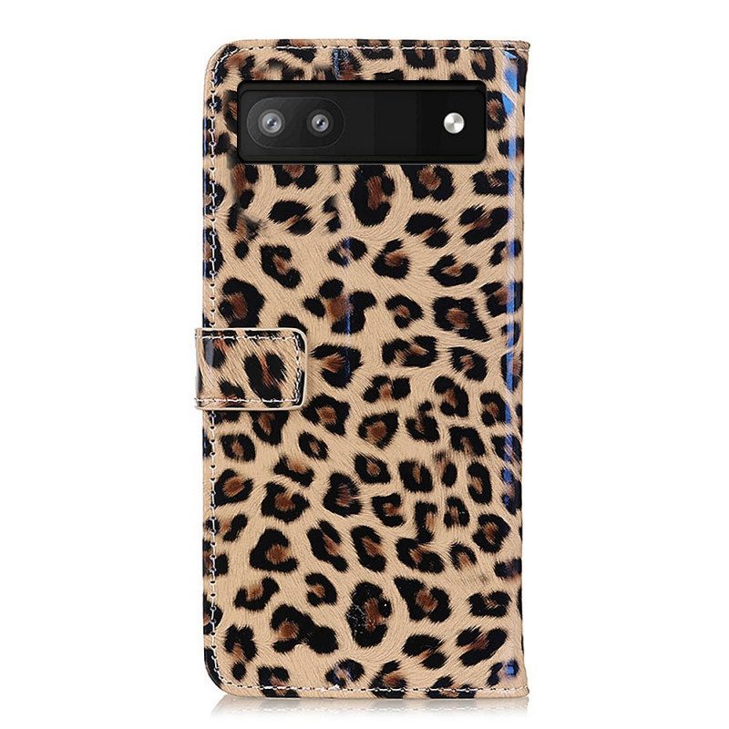 Custodia in pelle Google Pixel 6A Stile Pelle Di Leopardo