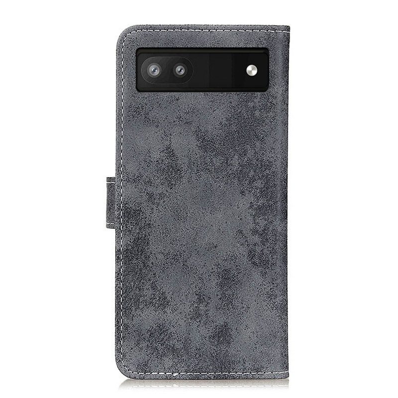 Custodia in pelle Google Pixel 6A Stile Vintage In Pelle